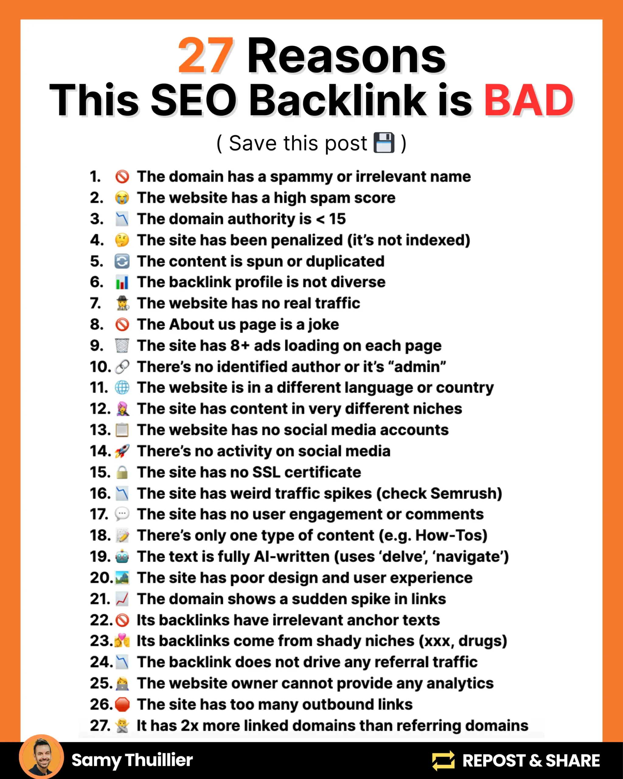 infographics of reasons not to buy a backlink